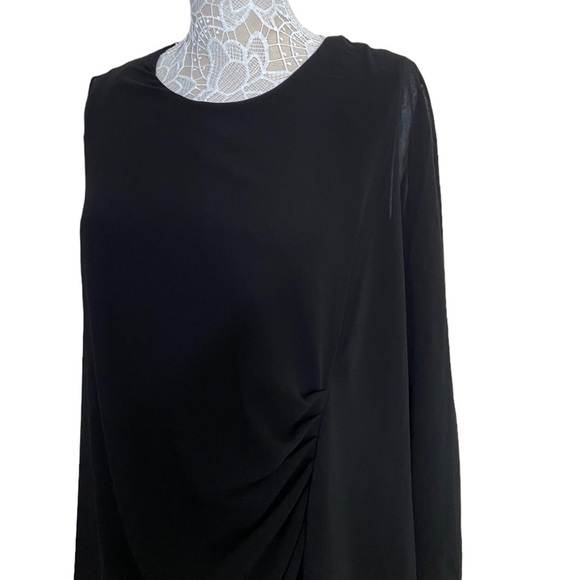 NWT Kobi Halperin Sheila One-Sleeve Chiffon Dress Black size XXL - Picture 6 of 9